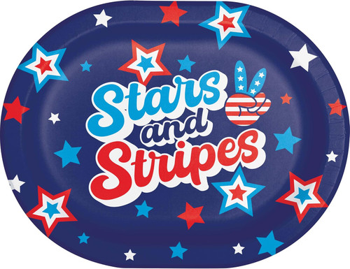 Peace & Patriotism USA Patriotic July 4th Theme Party 12" x 9.25" Banquet Plates