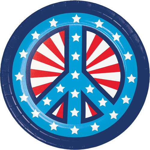 Peace & Patriotism USA Patriotic July 4th Theme Party 7" Paper Dessert Plates