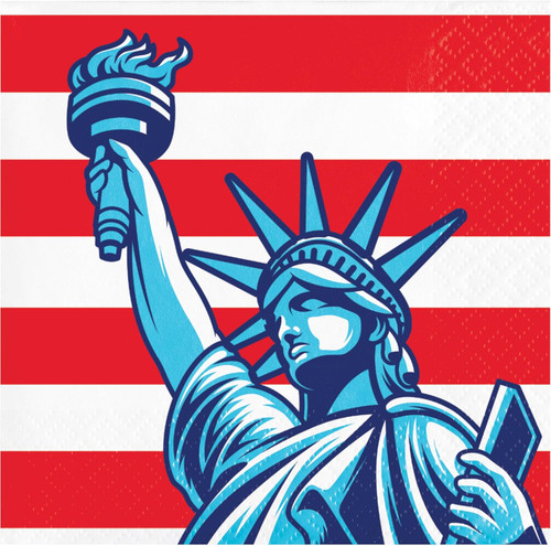 Lady Liberty USA Patriotic July 4th Theme Party Paper Beverage Napkins