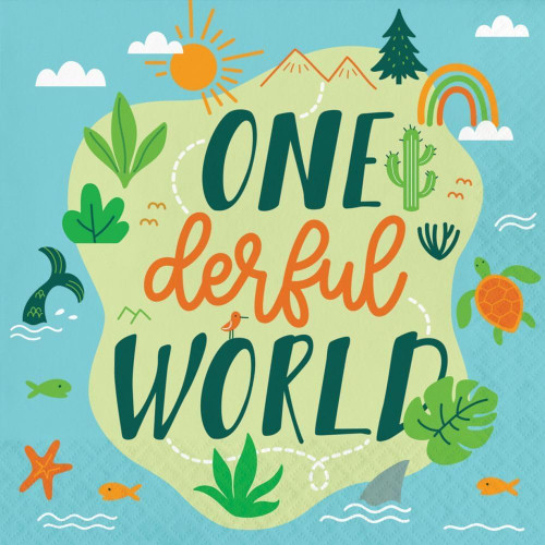 World Adventure Jungle Safari Animal 1st Birthday Party Paper Luncheon Napkins