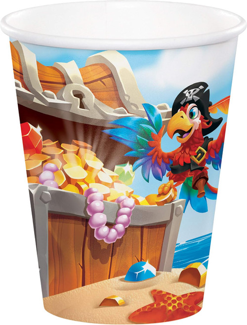 Pirate Treasure Chest Caribbean Kids Birthday Party 9 oz. Paper Cups