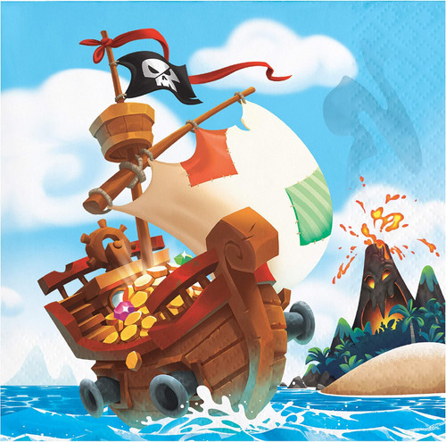 Pirate Treasure Chest Caribbean Kids Birthday Party Paper Beverage Napkins