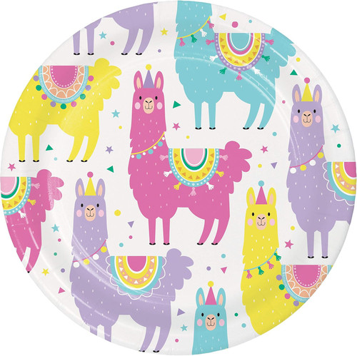 Llama Party Animal Cute Kids Birthday Party 7" Paper Dessert Plates