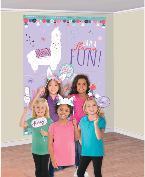 Llama Fun Animal Fiesta Birthday Party Decoration Scene Setters w/Photo Props