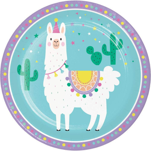 Llama Party Animal Cute Kids Birthday Party 9" Paper Dinner Plates