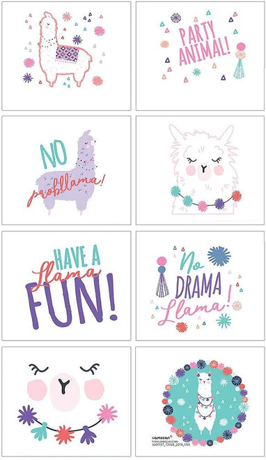 Llama Fun Exotic Animal Fiesta Kids Birthday Party Favor Temporary Tattoos
