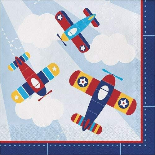 Lil Flyer Airplane Plane Cute Boys Kids Birthday Party Paper Luncheon Napkins