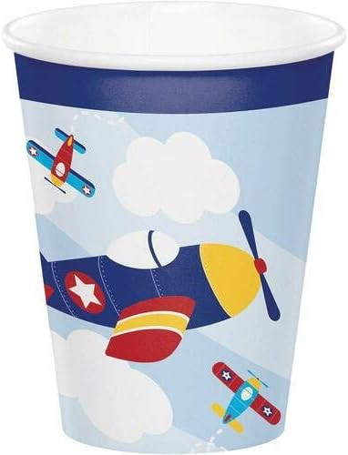 Lil Flyer Airplane Plane Cute Boys Kids Birthday Party 9 oz. Paper Cups