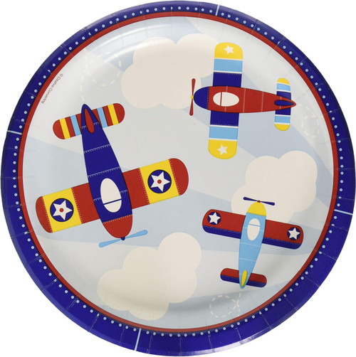 Lil Flyer Airplane Plane Cute Boys Kids Birthday Party 9" Paper Dinner Plates