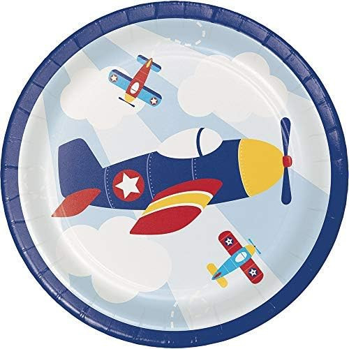 Lil Flyer Airplane Plane Cute Boys Kids Birthday Party 7" Paper Dessert Plates