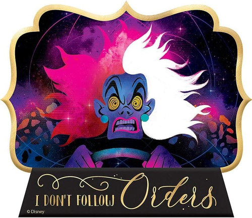 Cruella Disney Villains Halloween Party Table Decoration Mini Easel Sign