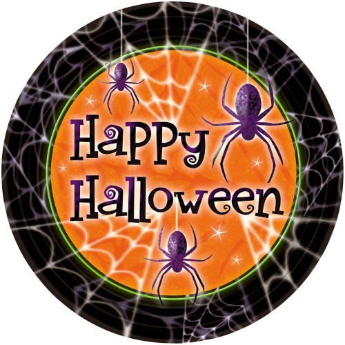 Halloween Web Spider Haunted House Halloween Party 8.75" Paper Dinner Plates
