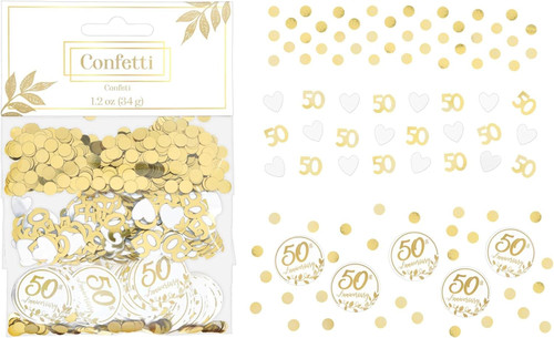 Happy 50th Anniversary Golden Bridal Wedding Party Decoration Confetti 3-Pack