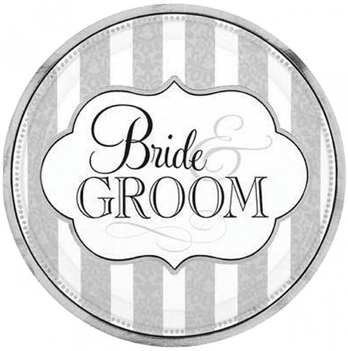 The Bride & Groom Bridal Shower Wedding Party 10.5" Paper Banquet Plates