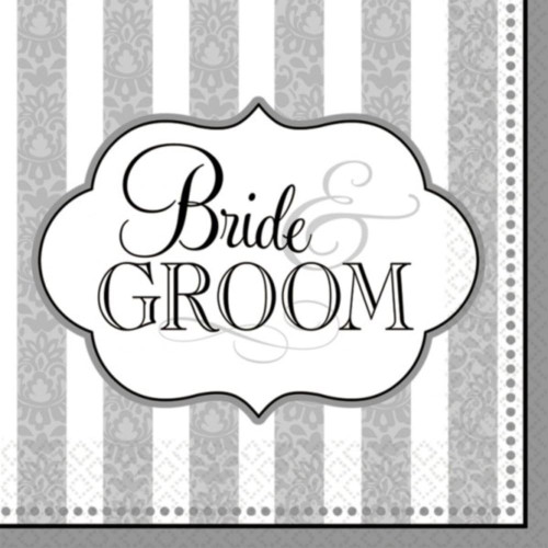 The Bride & Groom Bridal Shower Wedding Party Paper Luncheon Napkins