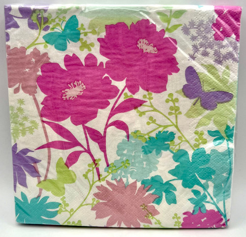 Spring Silhouettes Butterfly Floral Flower Garden Party Paper Luncheon Napkins