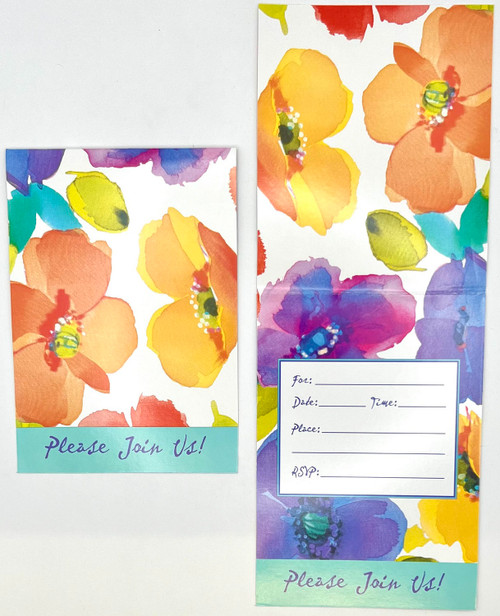 Poppy Collage Floral Spring Flower Garden Party Invitations w/Envelopes