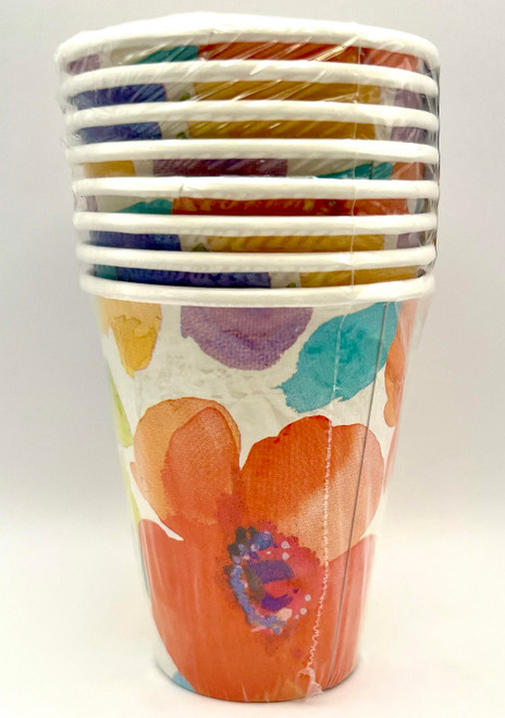 Poppy Collage Floral Spring Flower Garden Party 9 oz. Paper Cups