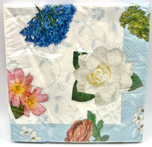 Garden Bouquet Pink White Roses Floral Wedding Lavender Party Luncheon Napkins