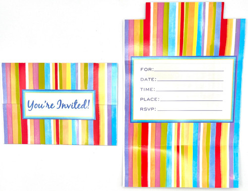 Poppy Stripe Floral Spring Flower Garden Party Invitations w/Envelopes