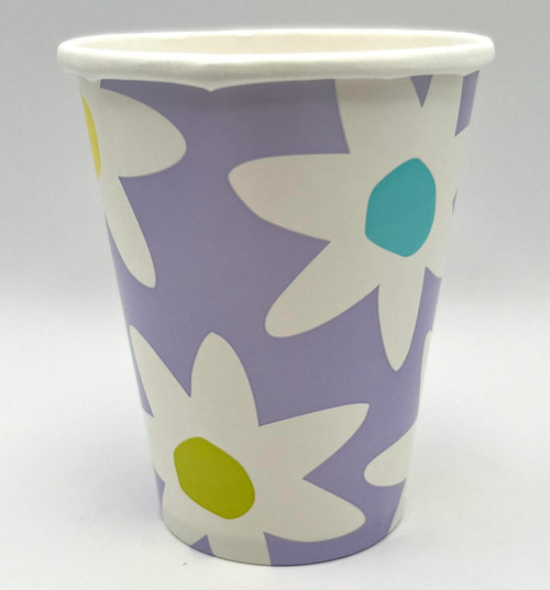 Gingham Daisy Cool Blue Floral Flower Garden Party 9 oz. Paper Cups