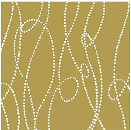 Beaded Stripe Gold Wedding Open House Garden Theme Party Paper Luncheon Napkins