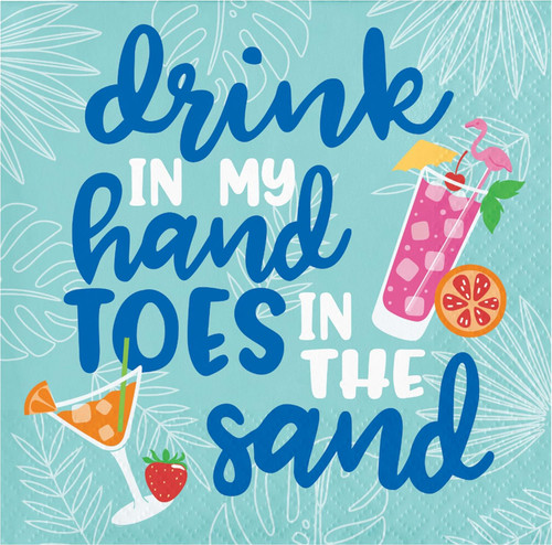 Summer Sippin' Luau Theme Cocktail Party Paper Beverage Napkins TOES IN THE SAND