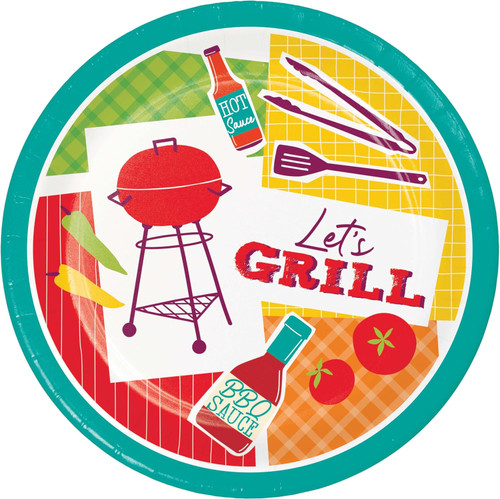 Backyard Bash BBQ Picnic Summer Cookout Theme Party 9" Paper Dinner Plates