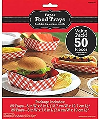Red Gingham Cookout BBQ Picnic Theme Party Decoration Paper Food Trays