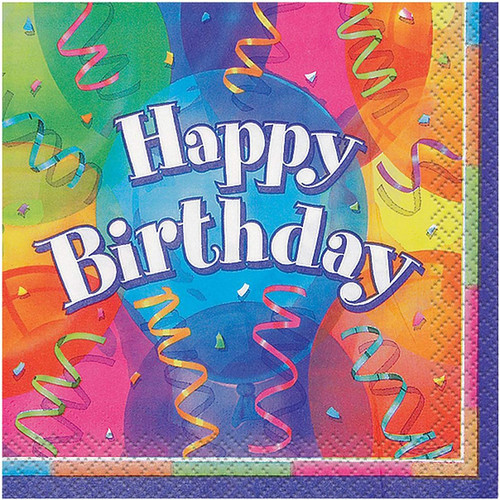Birthday Jubilee Balloons Adult Colorful Theme Party Paper Beverage Napkins