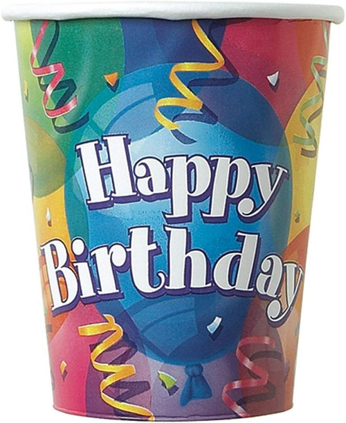 Birthday Jubilee Balloons Adult Colorful Theme Party 9 oz. Paper Cups