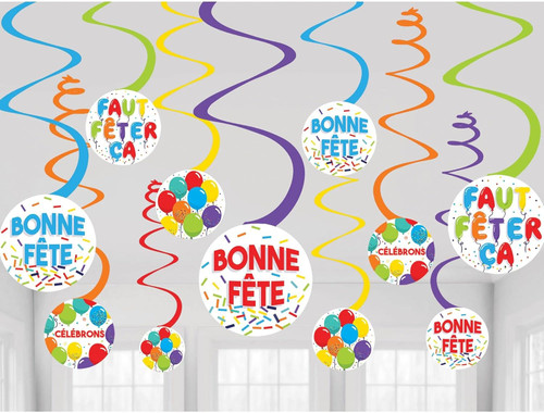 Bonne Fete French Name Day Birthday Party Decoration Hanging Swirl Decorations