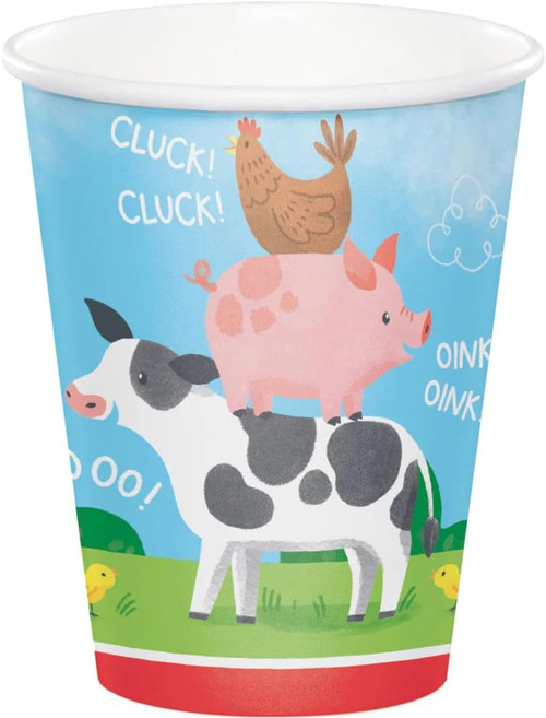 Farm Animals Barnyard Theme Barn Kids Birthday Party 9 oz. Paper Cups