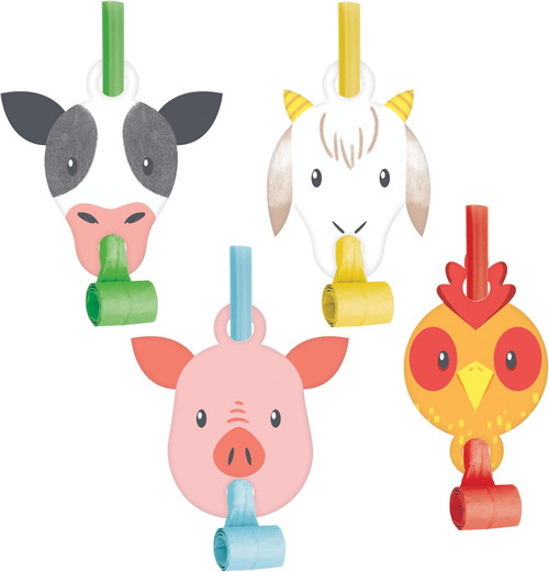 Farm Animals Barnyard Theme Barn Kids Birthday Party Favor Horns Blowouts