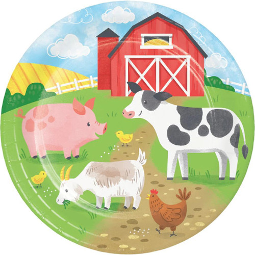 Farm Animals Barnyard Theme Barn Kids Birthday Party 8.75" Paper Dinner Plates