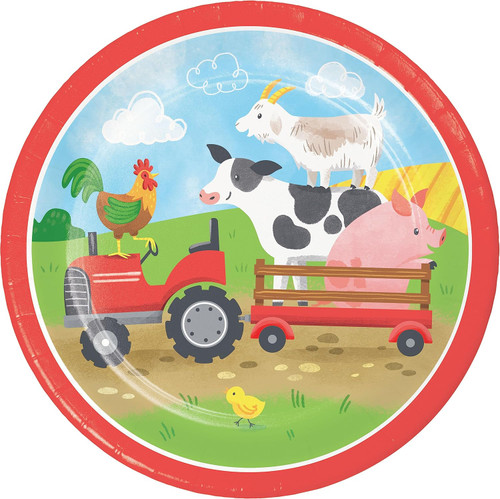 Farm Animals Barnyard Theme Barn Kids Birthday Party 7" Paper Dessert Plates