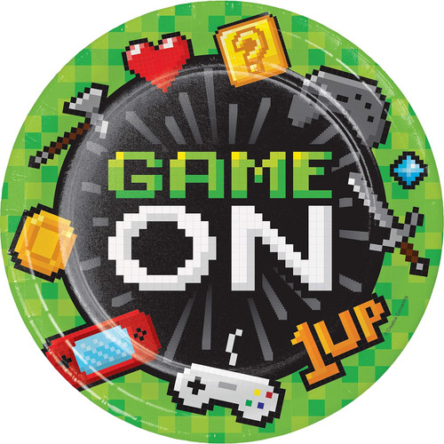 Gaming Party Video Game Gamer Kids Birthday Party 9" Paper Dinner Plates