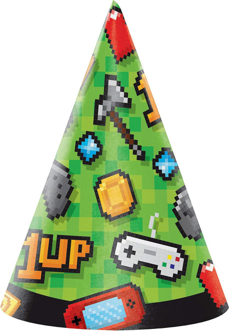 Gaming Party Video Game Gamer Kids Birthday Party Favor Paper Cone Hats