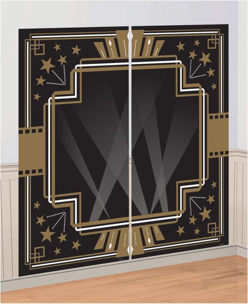 Glitz & Glam Black Gold New Year Hollywood Theme Party Decoration Backdrop