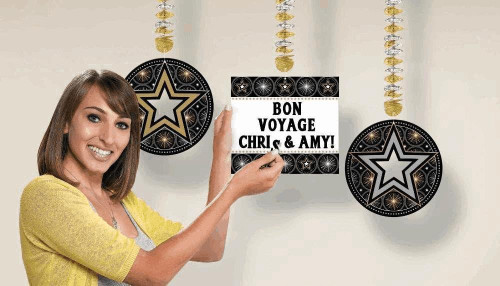 Glitter Starz Black Gold Stars Hollywood Theme Party Dangling Decoration Kit