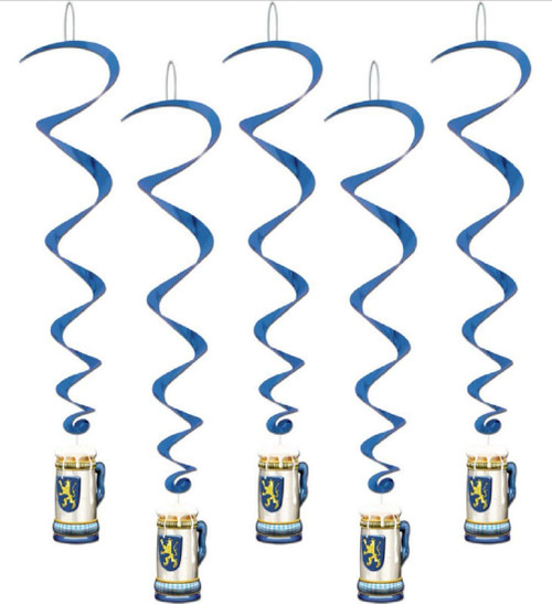 Oktoberfest German Beer Garden Bavarian Theme Party Decoration 5 ct. Whirls