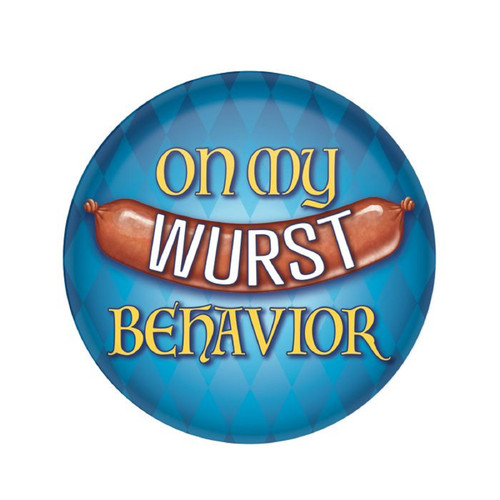 Oktoberfest German Beer Garden Theme Party Favor 1 ct. Button MY WURST BEHAVIOR