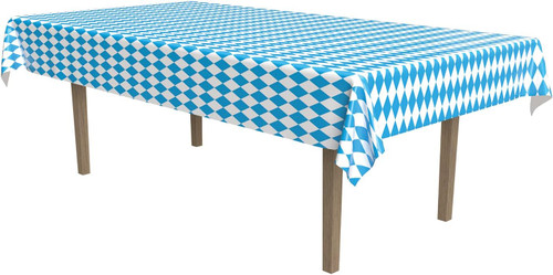 Blue & White Checkered Oktoberfest Theme Party Decoration Plastic Tablecover