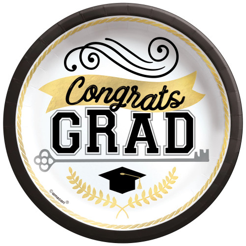 Achievement Is Key Congrats Grad Graduation Party 50 ct. 6.75" Dessert Plates