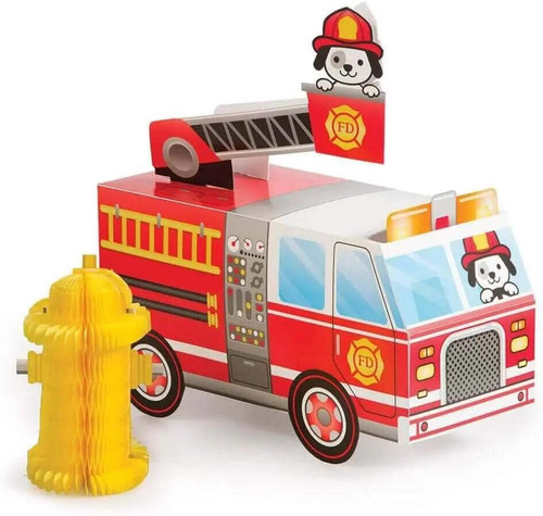 Flaming Fire Truck Firefighter Kids Birthday Party Decoration Centerpiece