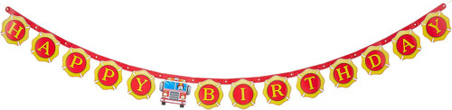 Flaming Fire Truck Firefighter Kids Birthday Party Decoration Jointed Banner