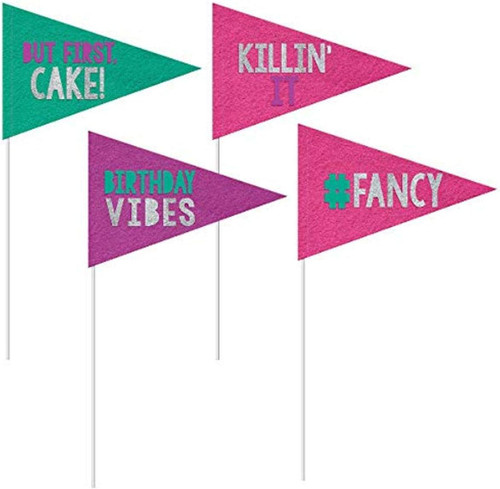 Young and Fab Over the Hill Adult Birthday Party Decoration Felt Pennant Flags