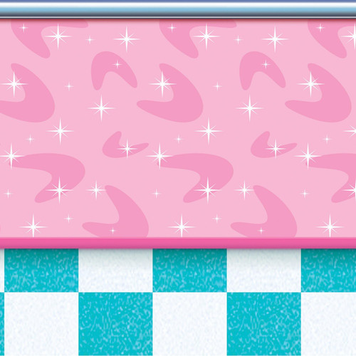 50's Soda Shop Sock Hop Theme Party Hanging Wall Decoration Insta-Theme Backdrop
