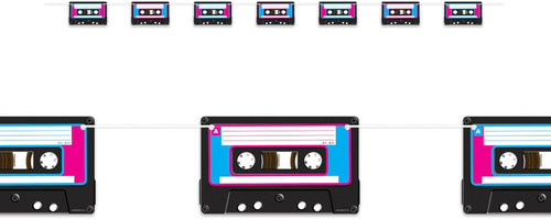 Cassette Tape 80's Decades Retro Music Theme Party Hanging Decoration Streamer