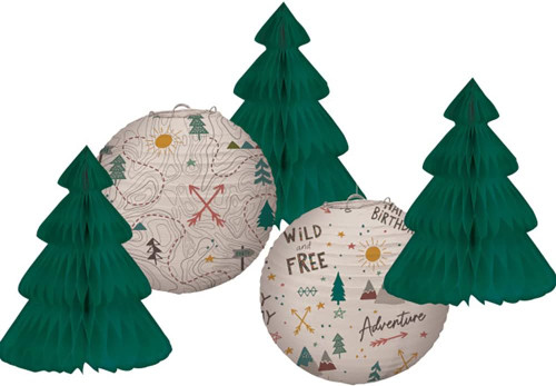Wilderness Adventure Outdoors Birthday Party Lanterns & Honeycomb Decorations